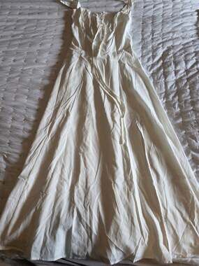 GLNEGE White Corset-Style Midi Dress with Lace-Up Back